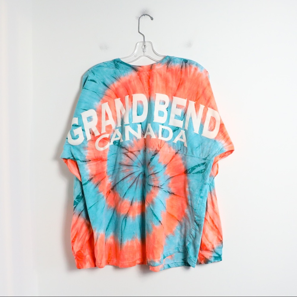 Grand Bend Canada tie-dye pullover Exist mens sweatshirt top orange blue pattern